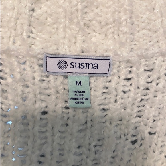 Susina Boucle Knit V-Neck Sweater White Snow - Picture 5 of 9
